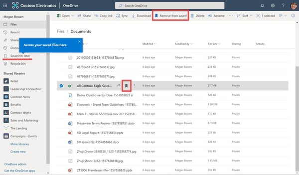 OneDrive - Für später Speichern-Funktion